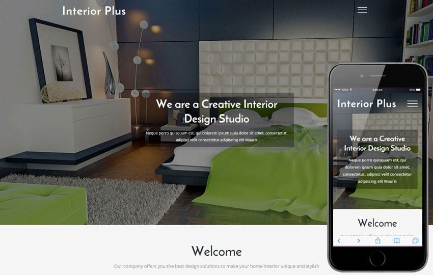 Interior Plus a Interior and Furniture Bootstrap Responsive Web Template