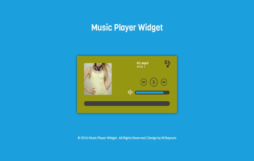Music Player Widget Flat Responsive Widget Template