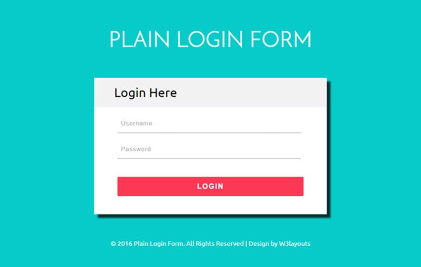 Plain Login Form a Flat Responsive Widget Template
