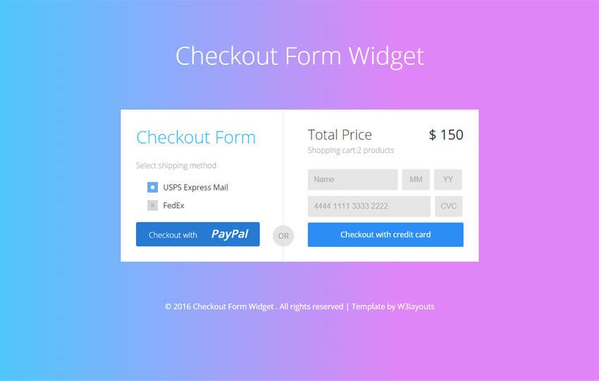 Check Out Form Flat Bootstrap Responsive widget Template
