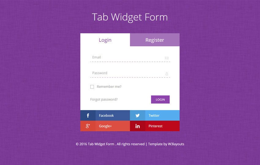 Tab Widget Form Responsive Widget Template