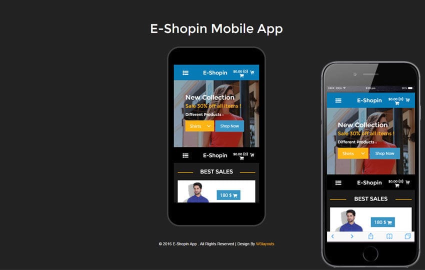 E-Shop in A Mobile App Flat Bootstrap Responsive Web Template
