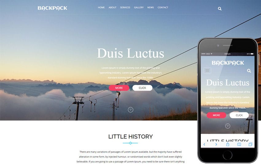 Backpack a travel category Flat Bootstrap Responsive Web Template