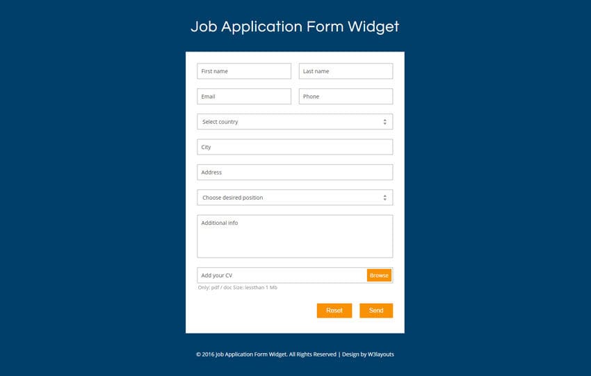 application website for form job Form Application Template Responsive Flat Widget Job Widget