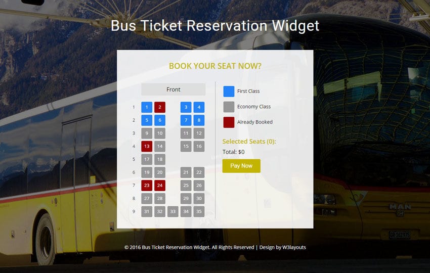 Bus Ticket Reservation Web Template Bus Booking Template W3layouts