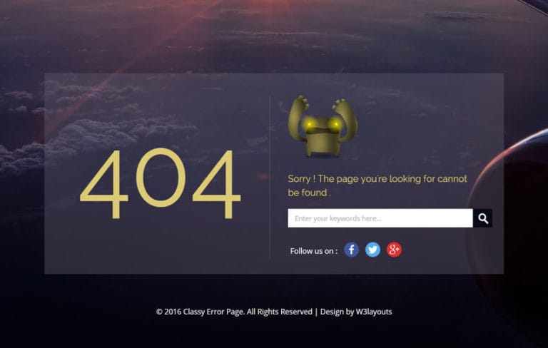 Pretty Error Pages Classy Error Page a Flat Responsive Widget Template
