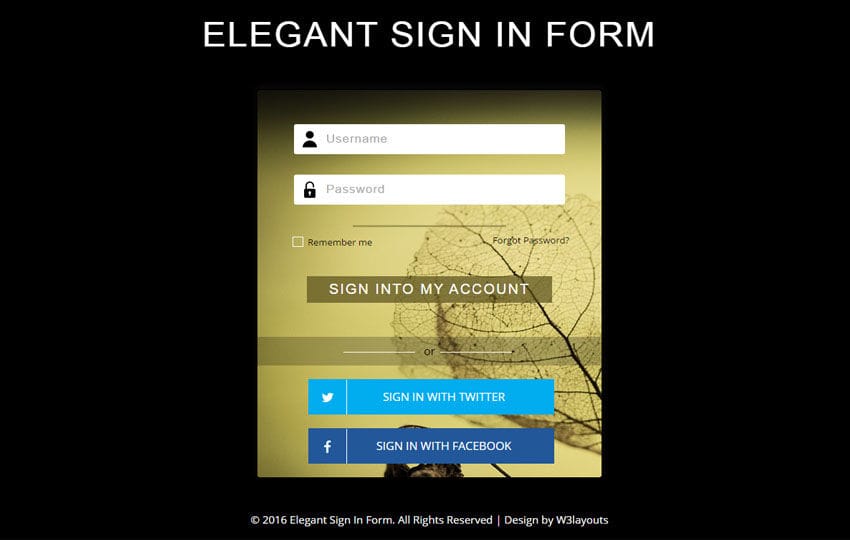 Elegant Sign In Form a Flat Responsive Widget Template