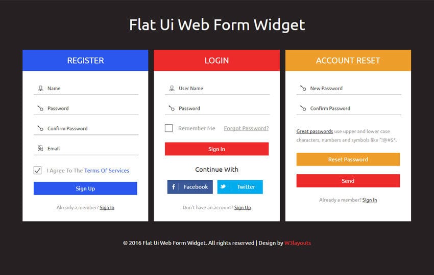 Flat Ui Web Form Widget Flat Responsive Widget Template