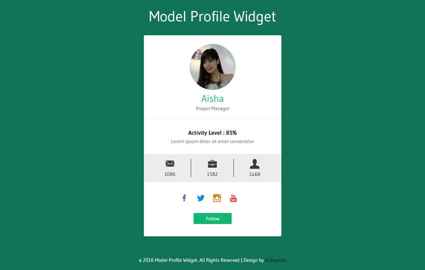 Model Profile Widget Flat Responsive Widget Template