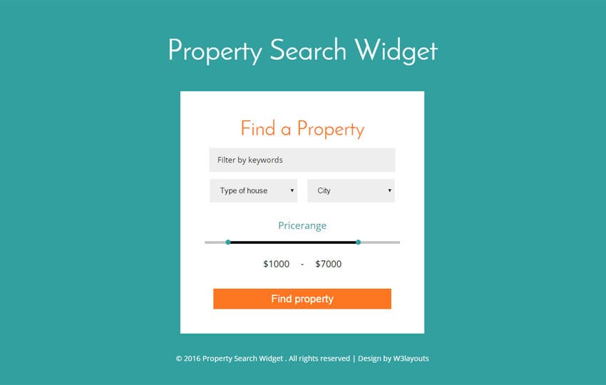 Property Search Widget Form Responsive Widget Template