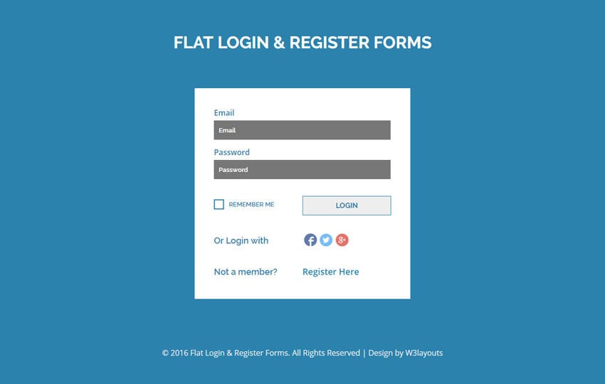 Flat Login And Register Forms A Flat Responsive Widget Template