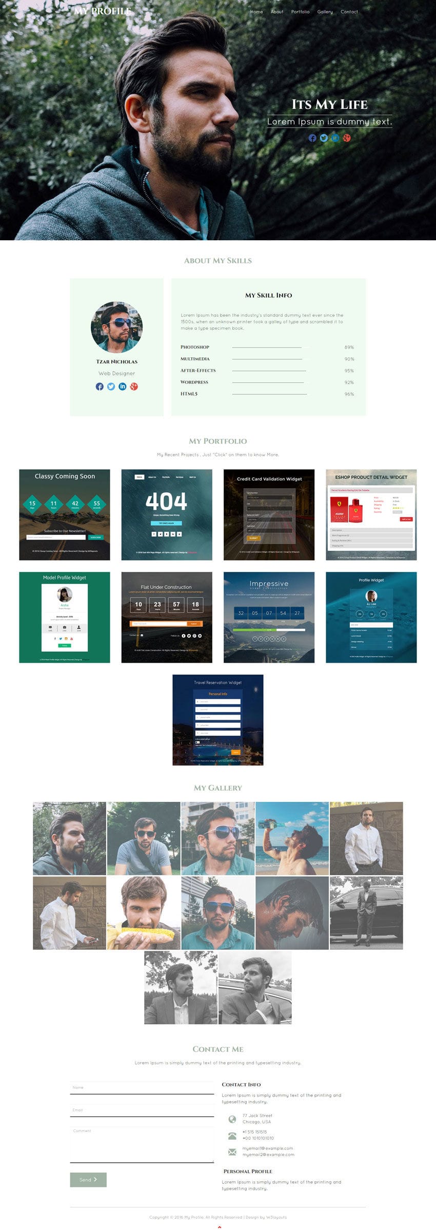 My Profile a Personal Portfolio category bootstrap Responsive Web Template