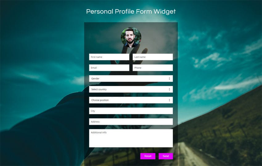 Personal Profile Form Widget Flat Responsive Widget Template