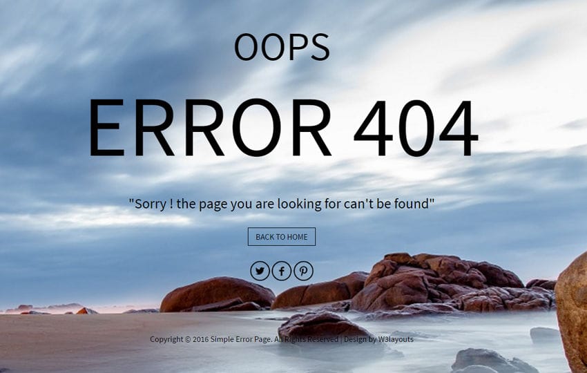 Simple Error Page a Flat Responsive Widget Template