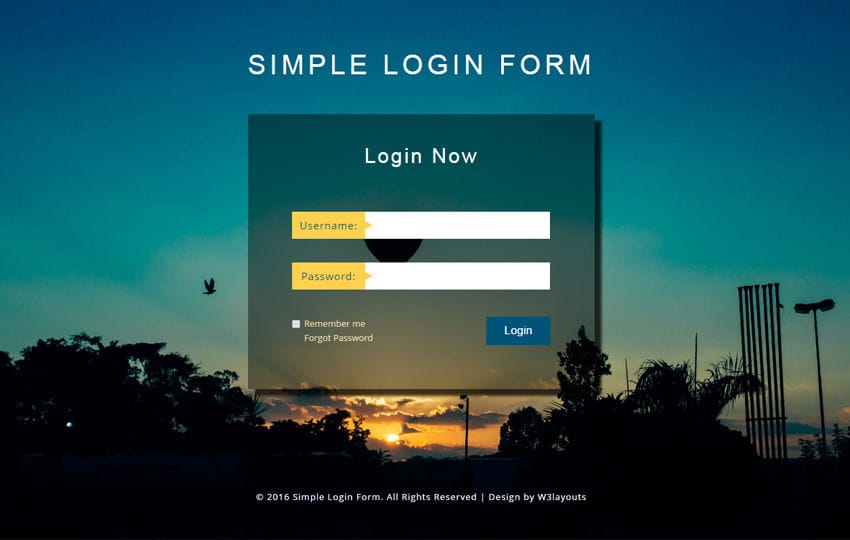 Simple Login Form a Flat Responsive Widget Template