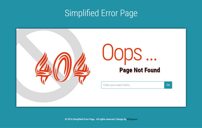 Simplified Error Page Flat Responsive Widget Template