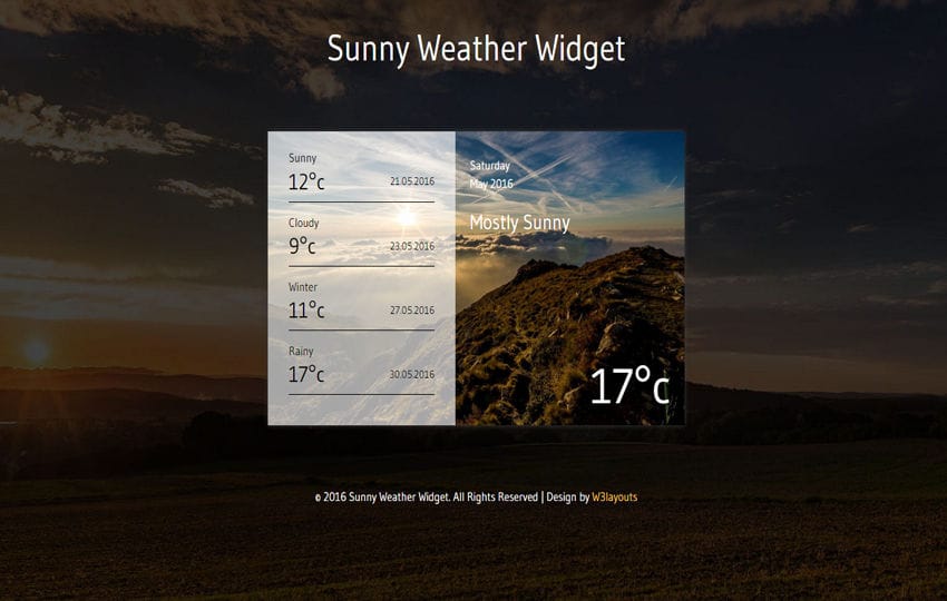 Sunny Weather Widget Flat Responsive Widget Template