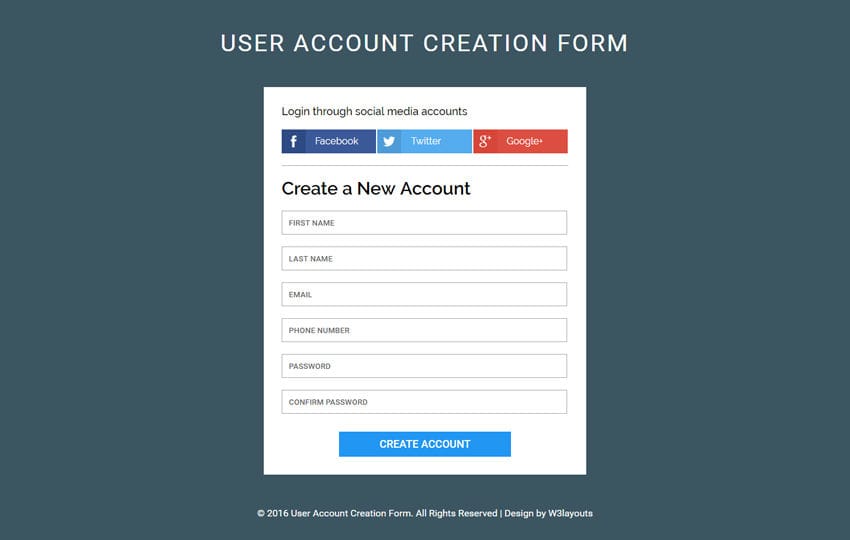 New Account Form Template Database