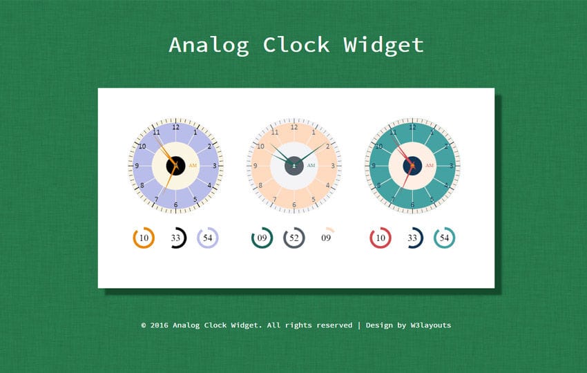 Analog Clock Widget Flat Responsive Widget Template