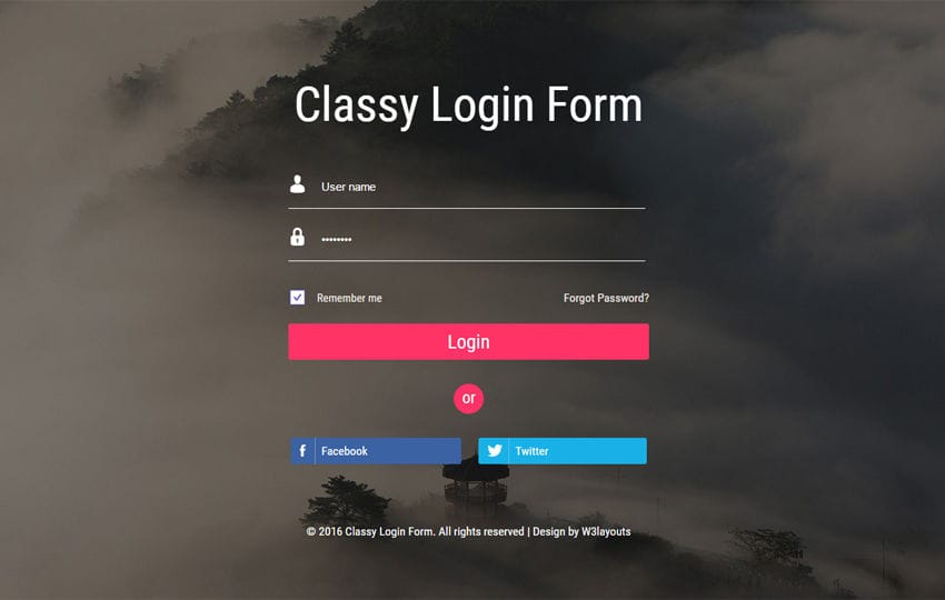 Classy Login form Widget Flat Responsive Widget Template