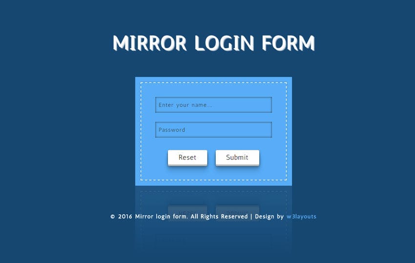 Mirror Login Form Responsive Widget Template