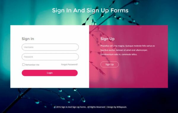 Sign In And Sign Up Forms Flat Responsive Widget Template