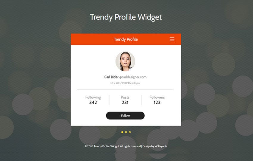 Trendy Profile Widget Flat Responsive Widget Template