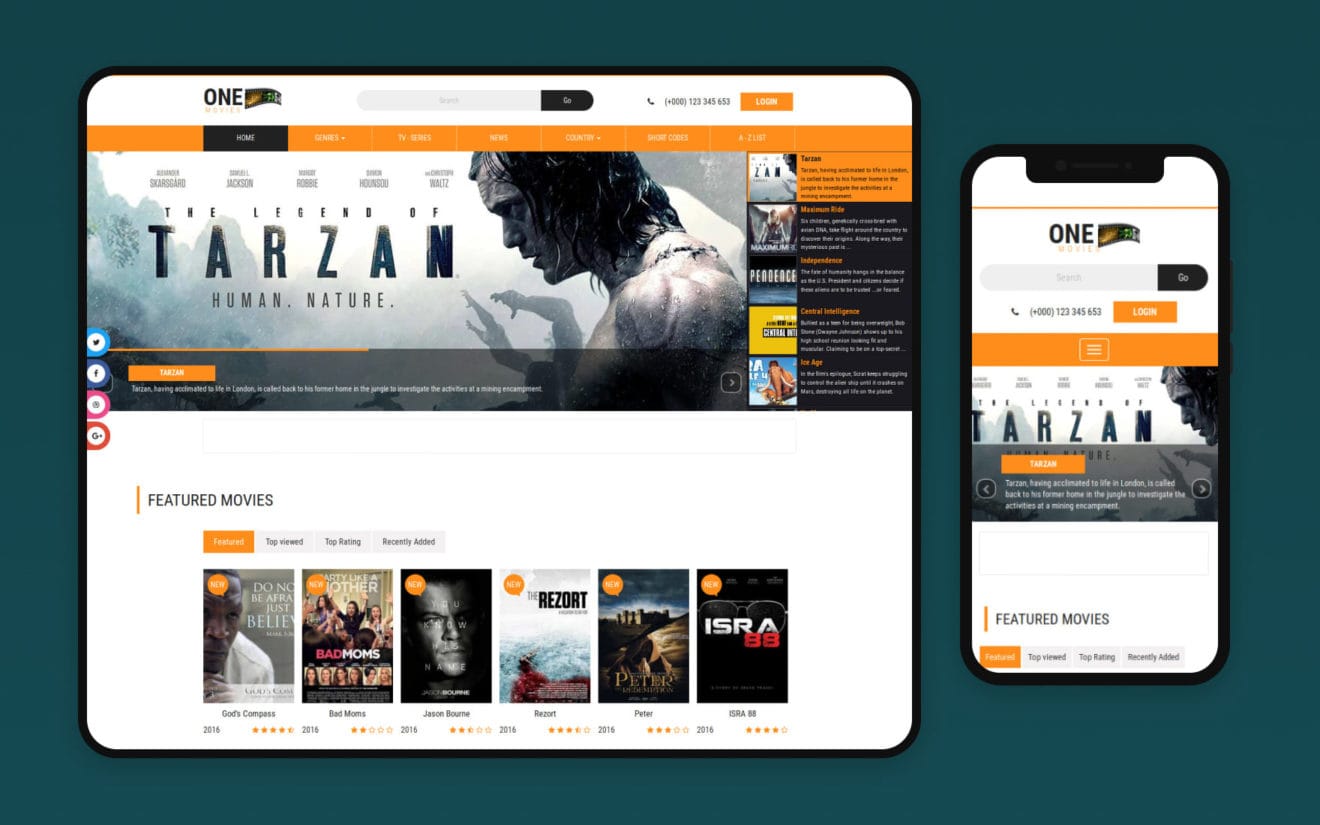 1 Movies Website – Bootstrap Movie Template