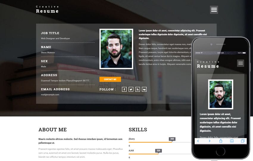 Personal Website Mobile Templates Designs Free