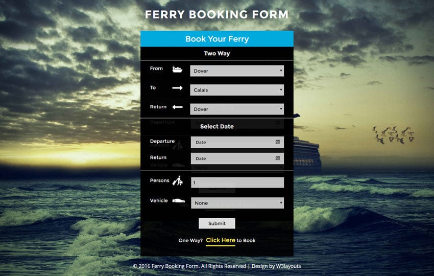 Ferry Booking Form Widget Responsive Widget Template
