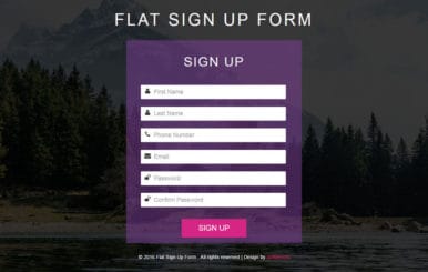Flat Sign Up Form Responsive Widget Template