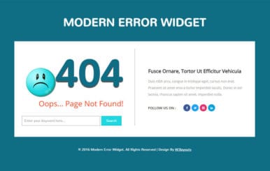 Modern Error Widget Flat Responsive Widget Template