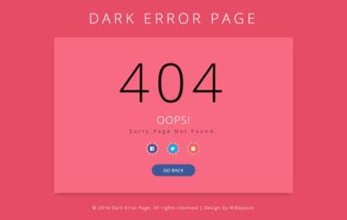 Dark Error Page Responsive Widget Template