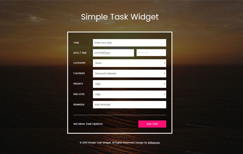 Simple Task Widget Responsive Widget Template