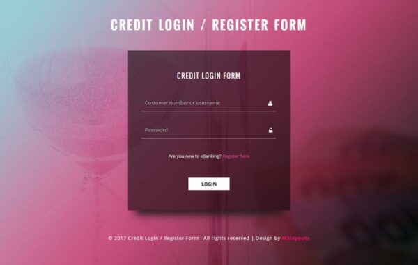 Credit Login and Register Form a Responsive Widget Template.