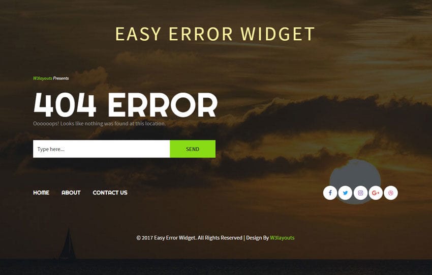 Easy Error Widget Flat Responsive Widget Template