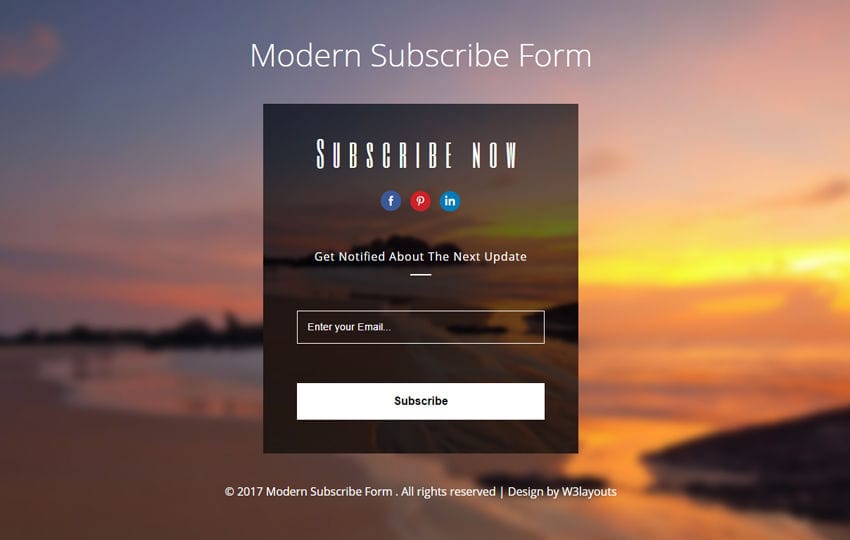 Modern Subscribe Form a Flat Responsive Widget Template