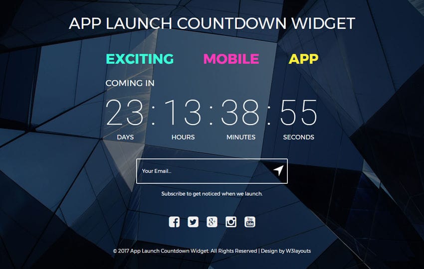 App Launch Countdown Widget a Flat Responsive Widget Template