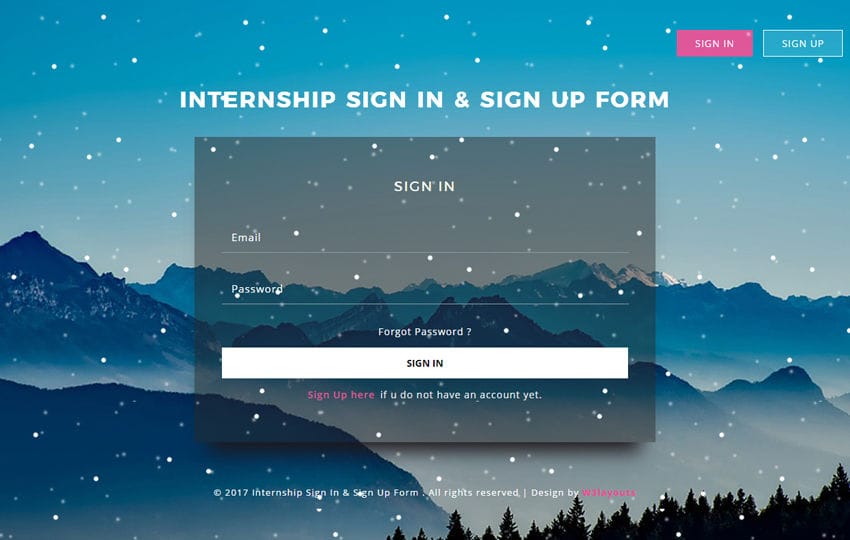 Internship Sign In and Sign Up Form a Responsive Widget Template