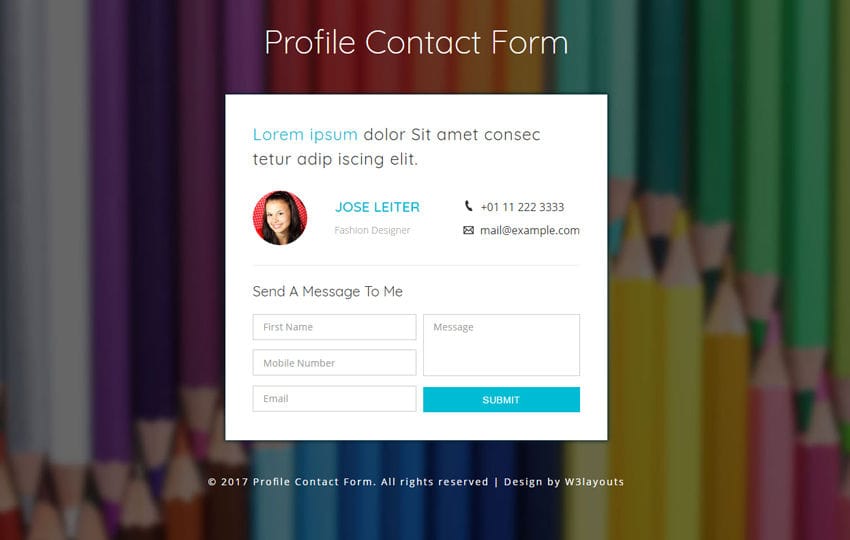 Profile Contact Form Flat Responsive Widget Template Mobile website template Free