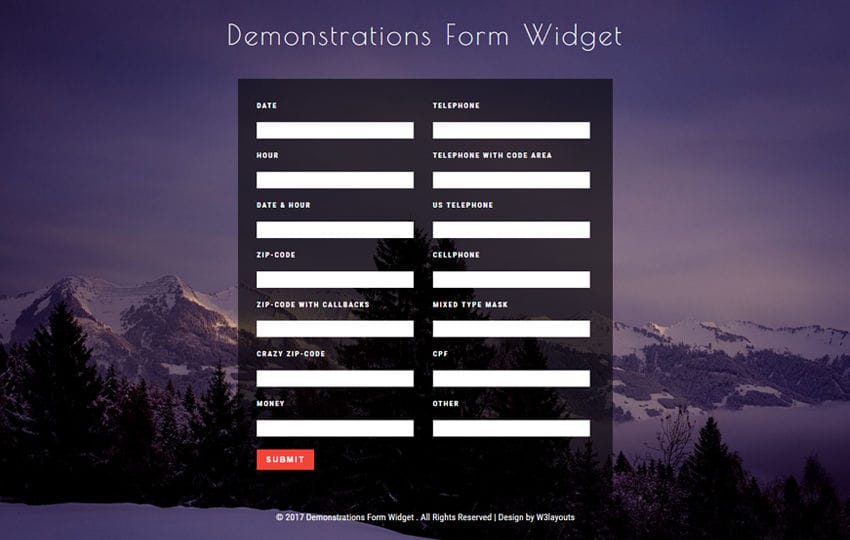 Demonstrations Form Widget Flat Responsive Widget Template