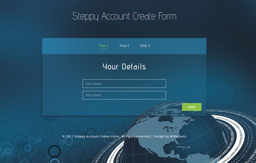 Steppy Account Create Form a Flat Responsive Widget Template
