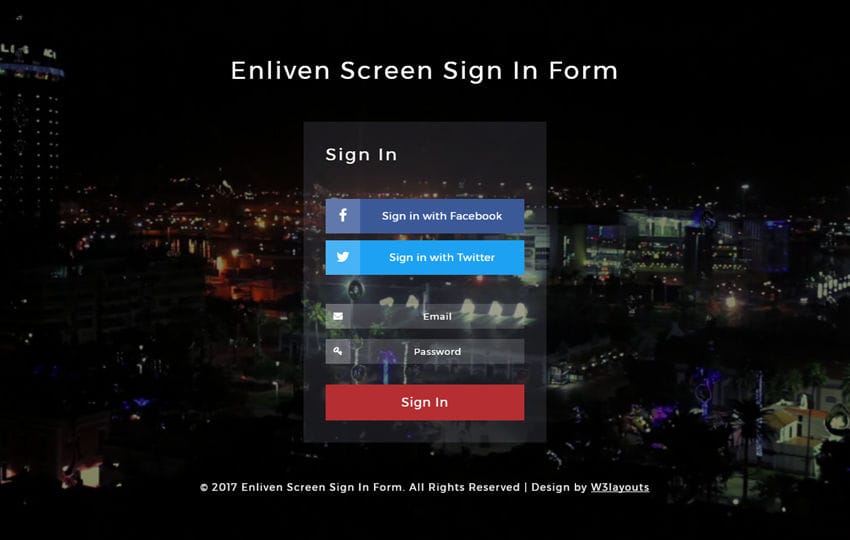 Enliven Screen Sign In Form Responsive Widget Template
