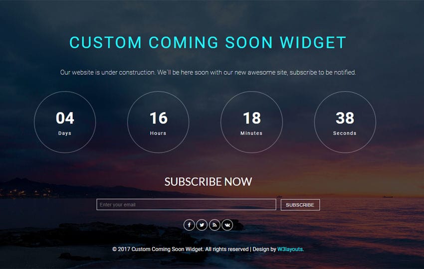 Custom Coming Soon Widget Flat Responsive Widget Template