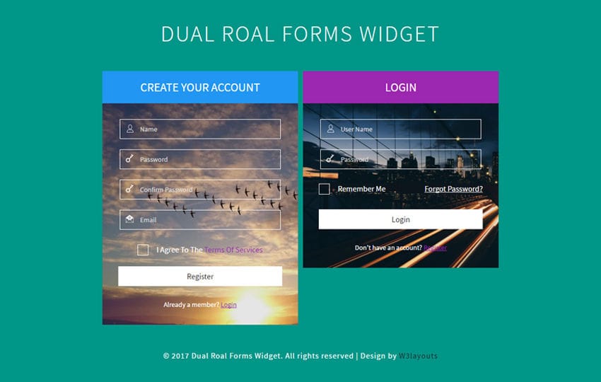 Dual Roal Forms Widget a Flat Responsive Widget Template
