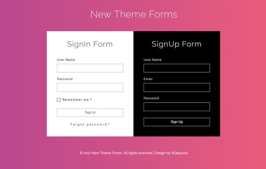 New Theme Forms a Flat Responsive Widget Template