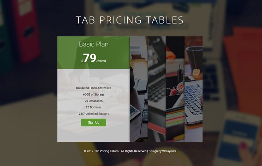 Tab Pricing Tables Responsive Widget Template