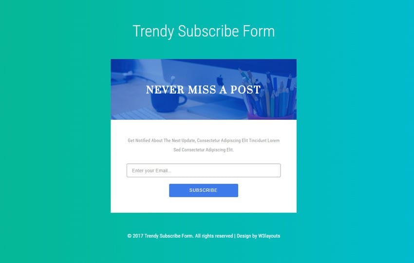 Trendy Subscribe Form a Flat Responsive Widget Template