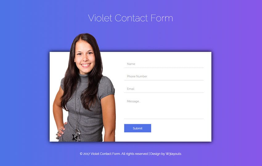 Violet Contact Form a Flat Responsive Widget Template