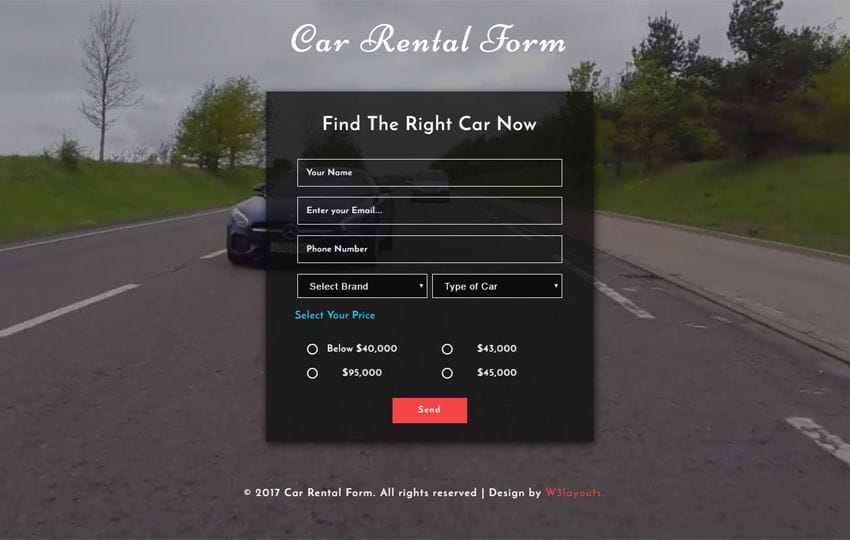 Car Rental Form Responsive Wid Template